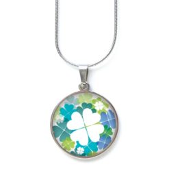 Kette Kleeblatt weiß blau grün