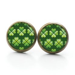 Ohrringe kariertes Kleeblatt grün