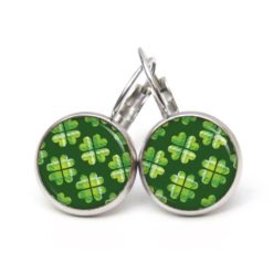 Ohrringe kariertes Kleeblatt grün