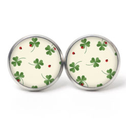 Druckknopf Ohrstecker Ohrhänger Kleeblatt Grün Marienkäfer