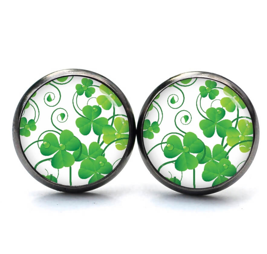Ohrstecker, Ohrhänger, Clipse & Druckknopf – Motiv Kleeblatt Klee grün – Schmuck aus Edelstahl Ohrstecker, Ohrhänger, Clipse & Druckknopf – Motiv Kleeblatt Klee grün – Schmuck aus Edelstahl