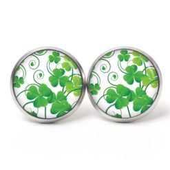 Ohrstecker, Ohrhänger, Clipse & Druckknopf – Motiv Kleeblatt Klee grün – Schmuck aus Edelstahl