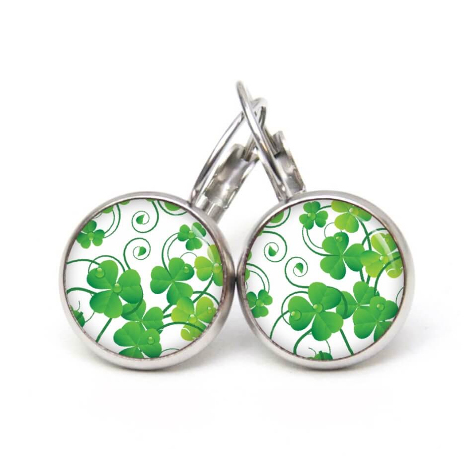 Ohrstecker, Ohrhänger, Clipse & Druckknopf – Motiv Kleeblatt Klee grün – Schmuck aus Edelstahl Ohrstecker, Ohrhänger, Clipse & Druckknopf – Motiv Kleeblatt Klee grün – Schmuck aus Edelstahl