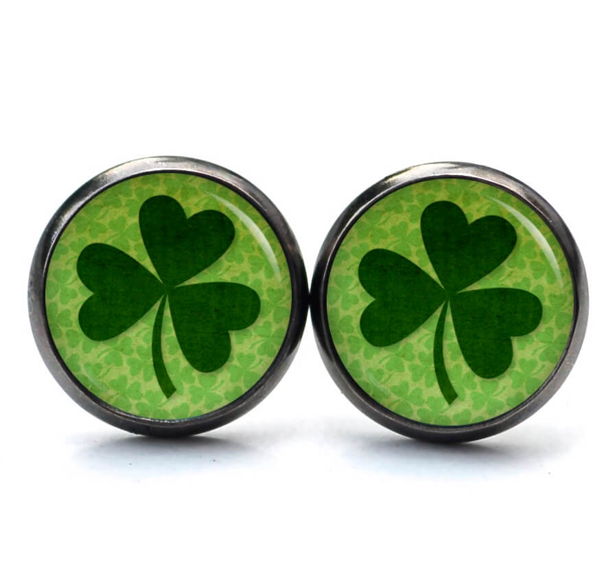 Ohrstecker, Ohrhänger, Clipse & Druckknopf – Motiv großes Kleeblatt grün St Patricks Day – Schmuck aus Edelstahl Ohrstecker, Ohrhänger, Clipse & Druckknopf – Motiv großes Kleeblatt grün St Patricks Day – Schmuck aus Edelstahl