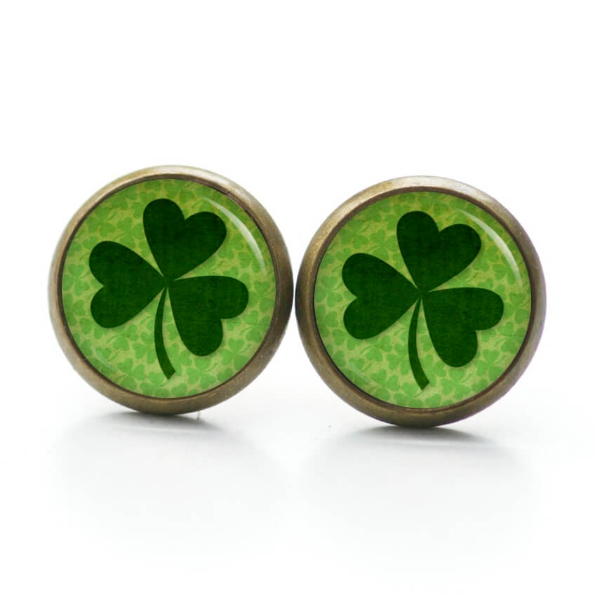 Ohrstecker, Ohrhänger, Clipse & Druckknopf – Motiv großes Kleeblatt grün St Patricks Day – Schmuck aus Edelstahl Ohrstecker, Ohrhänger, Clipse & Druckknopf – Motiv großes Kleeblatt grün St Patricks Day – Schmuck aus Edelstahl