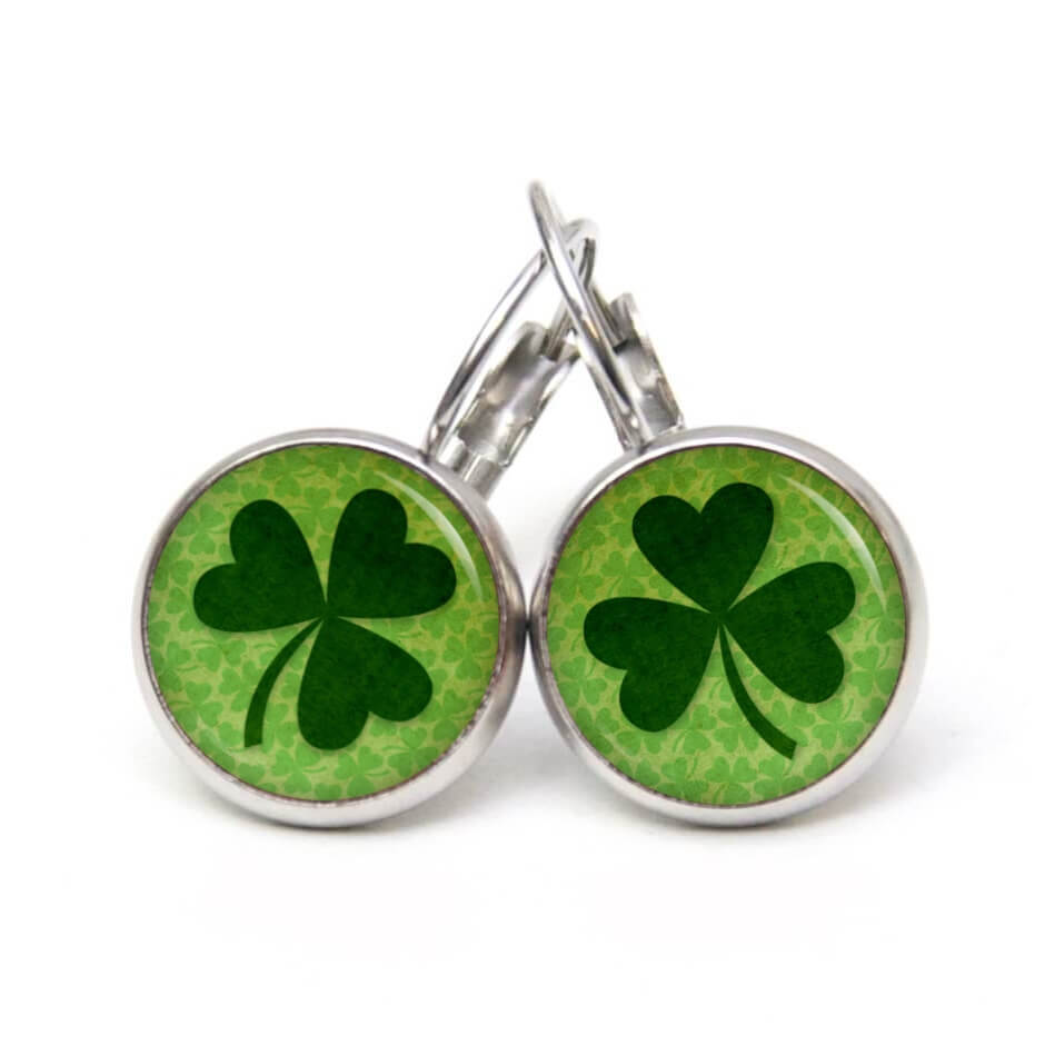 Ohrstecker, Ohrhänger, Clipse & Druckknopf – Motiv großes Kleeblatt grün St Patricks Day – Schmuck aus Edelstahl Ohrstecker, Ohrhänger, Clipse & Druckknopf – Motiv großes Kleeblatt grün St Patricks Day – Schmuck aus Edelstahl