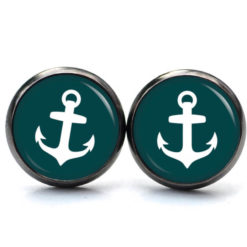Ohrringe Anker maritim Meer emerald - Edelstahl