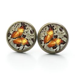 Ohrringe Schmetterling Frühling orange - Edelstahl