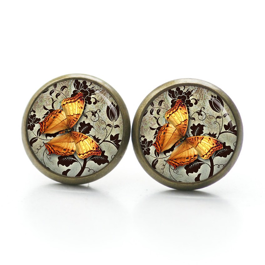 Ohrstecker, Ohrhänger, Clipse & Druckknopf – Motiv Schmetterling Frühling orange – Schmuck aus Edelstahl Ohrstecker, Ohrhänger, Clipse & Druckknopf – Motiv Schmetterling Frühling orange – Schmuck aus Edelstahl