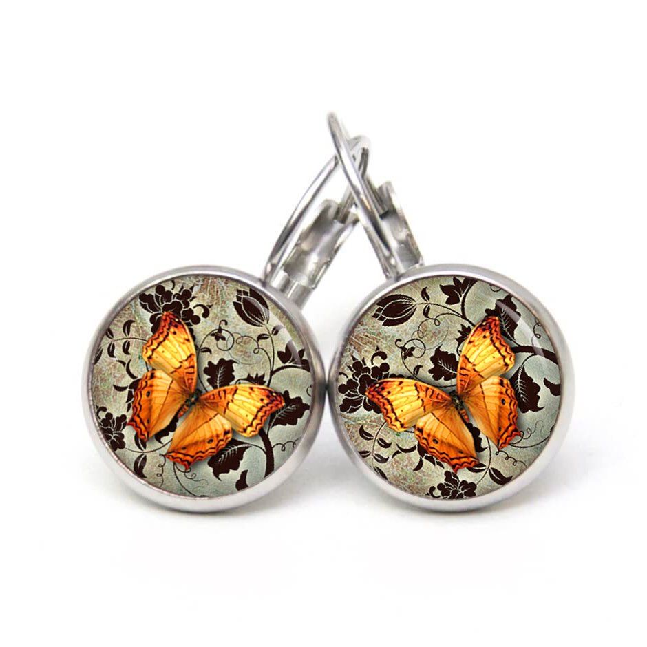 Ohrstecker, Ohrhänger, Clipse & Druckknopf – Motiv Schmetterling Frühling orange – Schmuck aus Edelstahl Ohrstecker, Ohrhänger, Clipse & Druckknopf – Motiv Schmetterling Frühling orange – Schmuck aus Edelstahl
