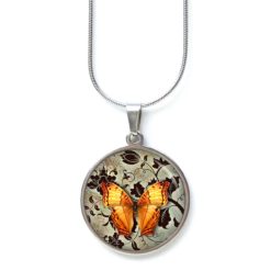 Kette Schmetterling Frühling orange - Edelstahl