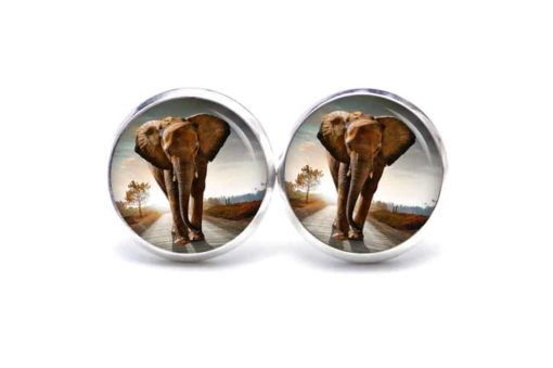 Druckknopf / Ohrstecker / Ohrhänger großer Elefant