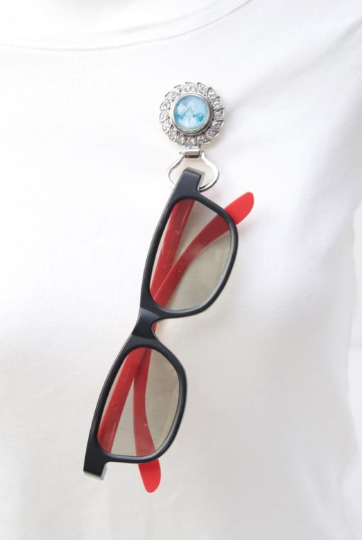 Druckknopf Brillenhalter mit Strass Steinen für 16mm Druckknöpfe