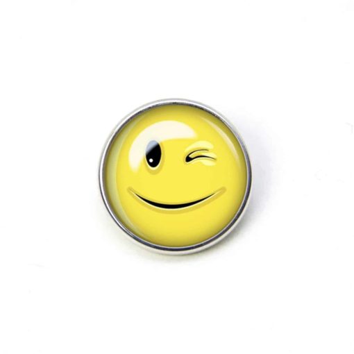 Druckknopf Ohrstecker Ohrhänger lustig zwinkernder Smiley