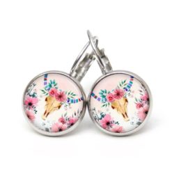 Ohrringe skull Stierkopf mit Blumen