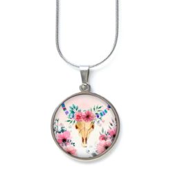 Kette skull Stierkopf mit Blumen