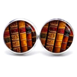 Druckknopf / Ohrstecker / Ohrhänger Buch Bücher Buchrücken alte Bücher Leseratte