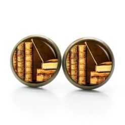 Ohrstecker, Ohrhänger, Clipse & Druckknopf – Motiv Buch Bücher Buchrücken alte Bücher Leseratte – Schmuck aus Edelstahl