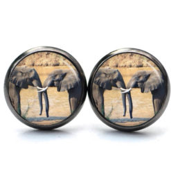 Ohrstecker, Ohrhänger, Clipse & Druckknopf – Motiv zwei Elefanten – Schmuck aus Edelstahl