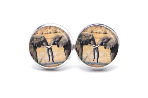Druckknopf / Ohrstecker / Ohrhänger zwei Elefanten
