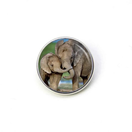 Druckknopf / Ohrstecker / Ohrhänger Elefant mit Baby Elefant