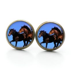 Ohrringe zwei Pferde beim rennen