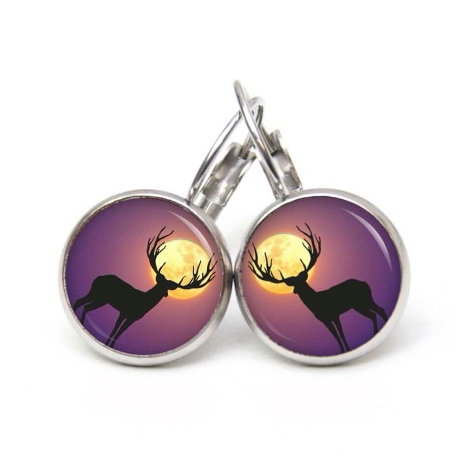 Ohrstecker, Ohrhänger, Clipse & Druckknopf – Motiv Hirsch Mond – Schmuck aus Edelstahl Ohrstecker, Ohrhänger, Clipse & Druckknopf – Motiv Hirsch Mond – Schmuck aus Edelstahl