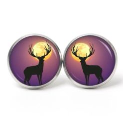 Ohrstecker, Ohrhänger, Clipse & Druckknopf – Motiv Hirsch Mond – Schmuck aus Edelstahl