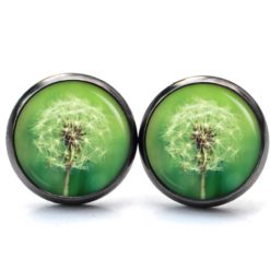 Ohrringe große Pusteblume in grün