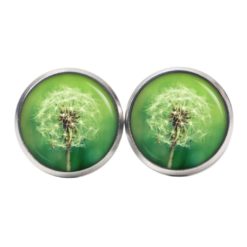 Druckknopf Ohrstecker Ohrhänger Clipse große Pusteblume in grün