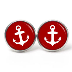 Ohrstecker, Ohrhänger, Clipse & Druckknopf – Motiv maritim roter Anker – Schmuck aus Edelstahl