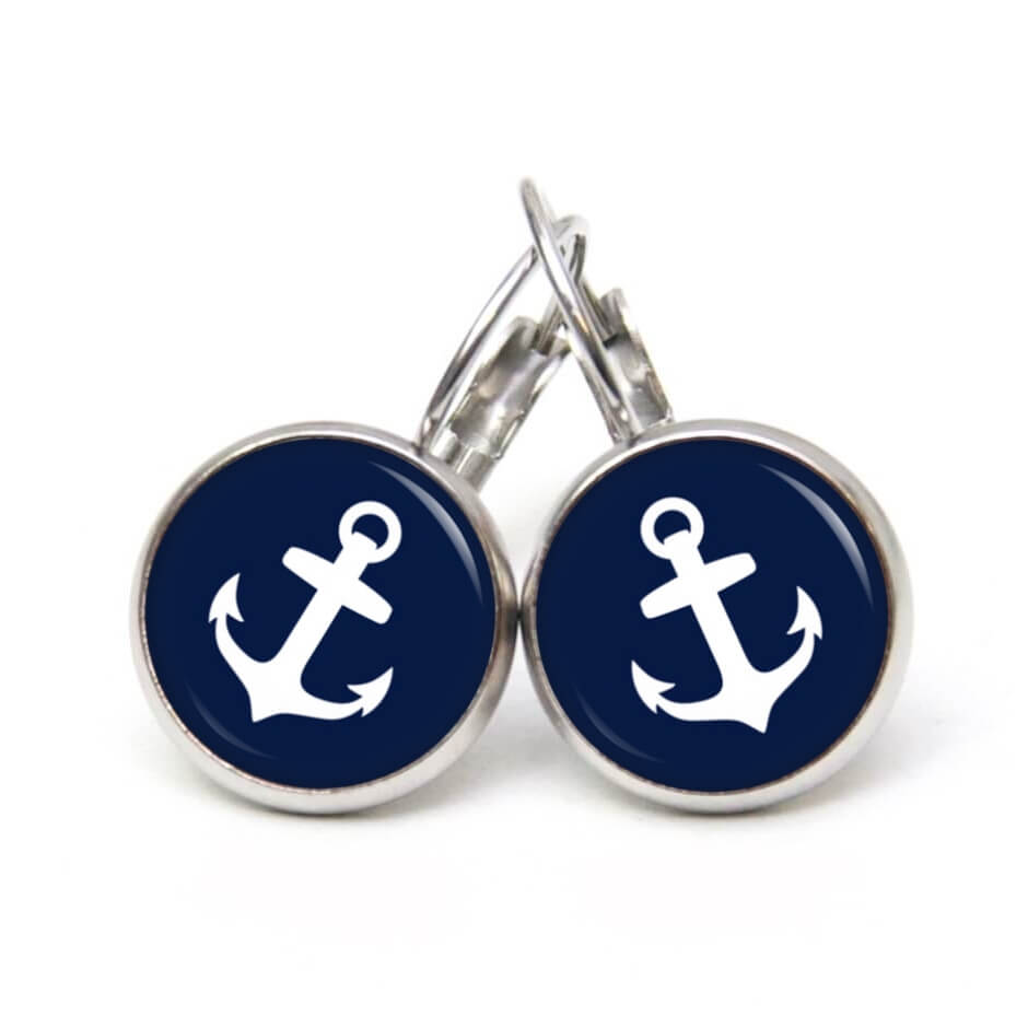 Ohrstecker, Ohrhänger, Clipse & Druckknopf – Motiv maritim Anker Dunkelblau – Schmuck aus Edelstahl Ohrstecker, Ohrhänger, Clipse & Druckknopf - Motiv maritim Anker Dunkelblau - Schmuck aus Edelstahl