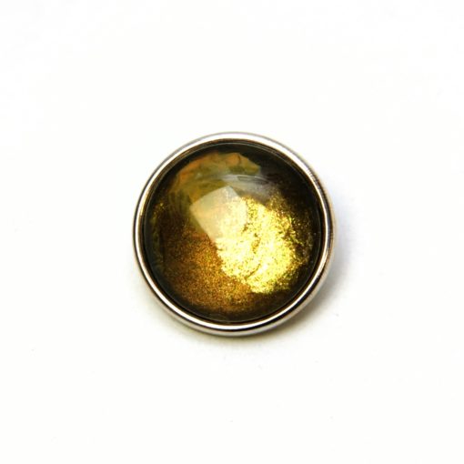 Druckknopf handbemalt in olive grün gold gelb für Druckknopfschmuck