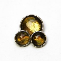 Druckknopf handbemalt in olive grün gold gelb