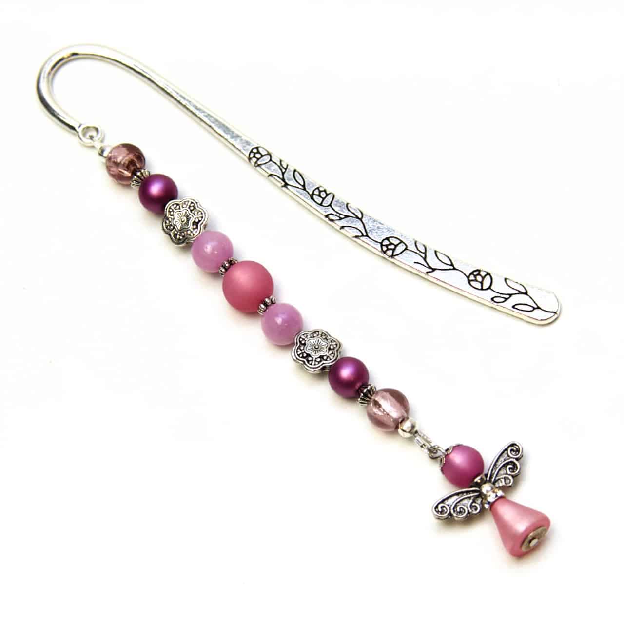 Lesezeichen Engel in zartem lila mit ornament Perlen Lesezeichen Engel in zartem lila mit ornament Perlen