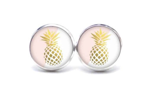 Druckknopf / Ohrstecker / Ohrhänger goldene Ananas