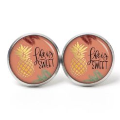 Ohrstecker, Ohrhänger, Clipse & Druckknopf – Motiv goldene Ananas - das Leben ist süß – Schmuck aus Edelstahl