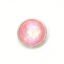 Druckknopf handbemalt rosa schimmernd mit silber Glitzer
