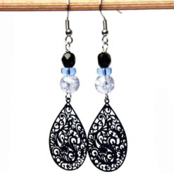 Lange dunkelblaue Boho Ohrringe