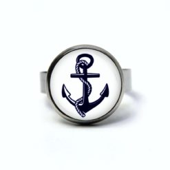 Edelstahl Ring maritim blauer Anker