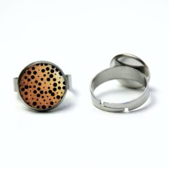 Edelstahl Ring Gold mit schwarzen Punkten Tupfen Polkadots