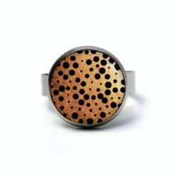 Edelstahl Ring Gold mit schwarzen Punkten Tupfen Polkadots