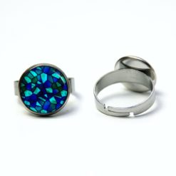 Edelstahl Ring Mosaik Glasmosaik Muster blau hellblau