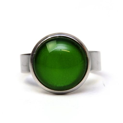 Edelstahl Ring handbemalt kräftig grün - verschiedene Größen