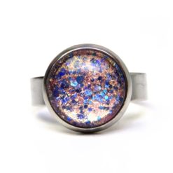 Edelstahl Ring handbemalt rosa blau glitzernd - verschiedene Größen