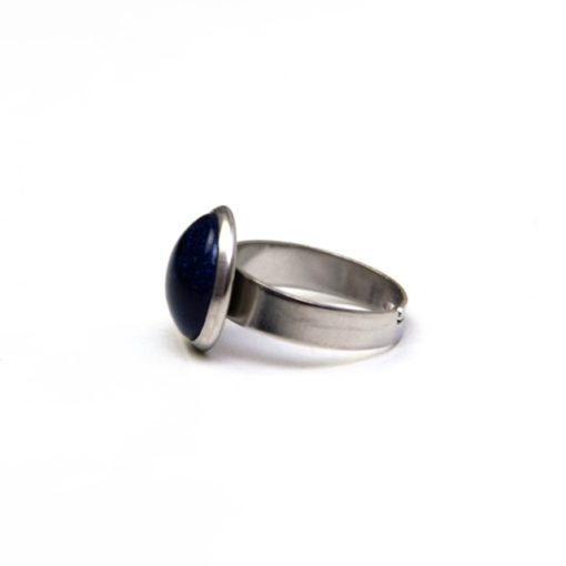 Edelstahl Ring handbemalt dunkelblau glitzernd - verschiedene Größen