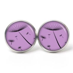 Ohrstecker, Ohrhänger, Clipse & Druckknopf – Motiv zarte Pusteblume lila – Schmuck aus Edelstahl