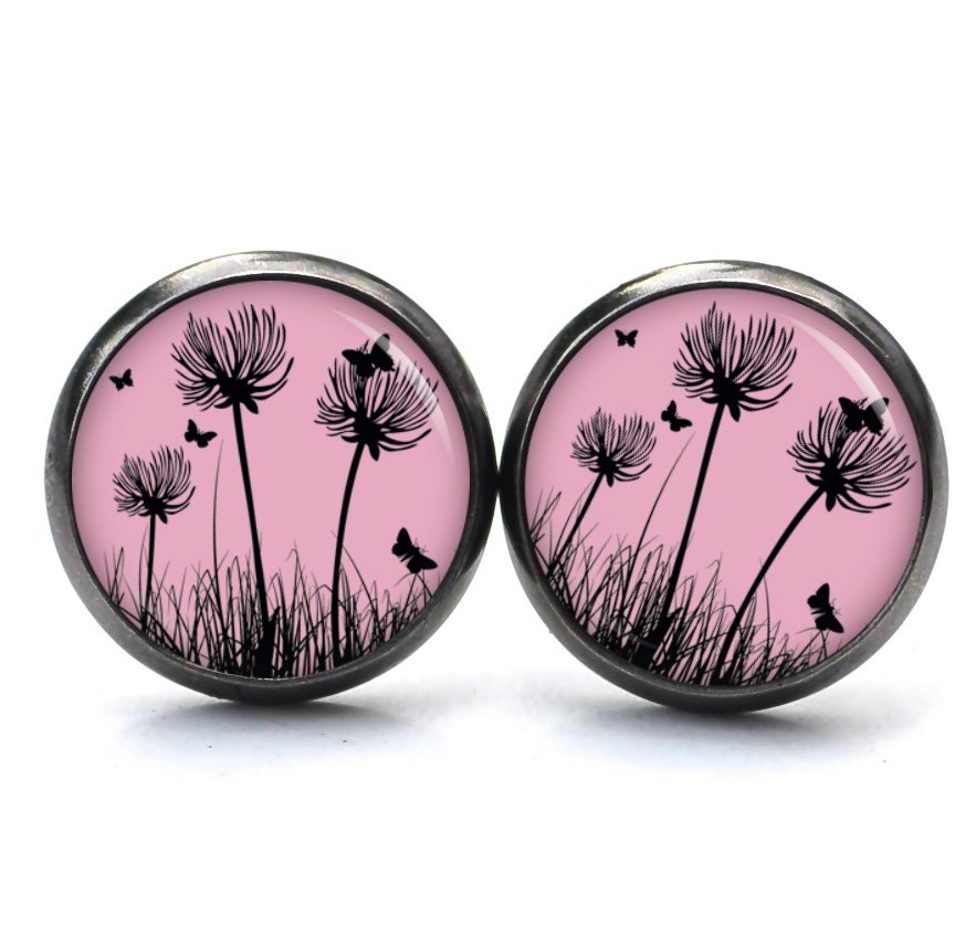 Ohrstecker, Ohrhänger, Clipse & Druckknopf – Motiv Pusteblume rosa – Schmuck aus Edelstahl Ohrstecker, Ohrhänger, Clipse & Druckknopf – Motiv Pusteblume rosa – Schmuck aus Edelstahl