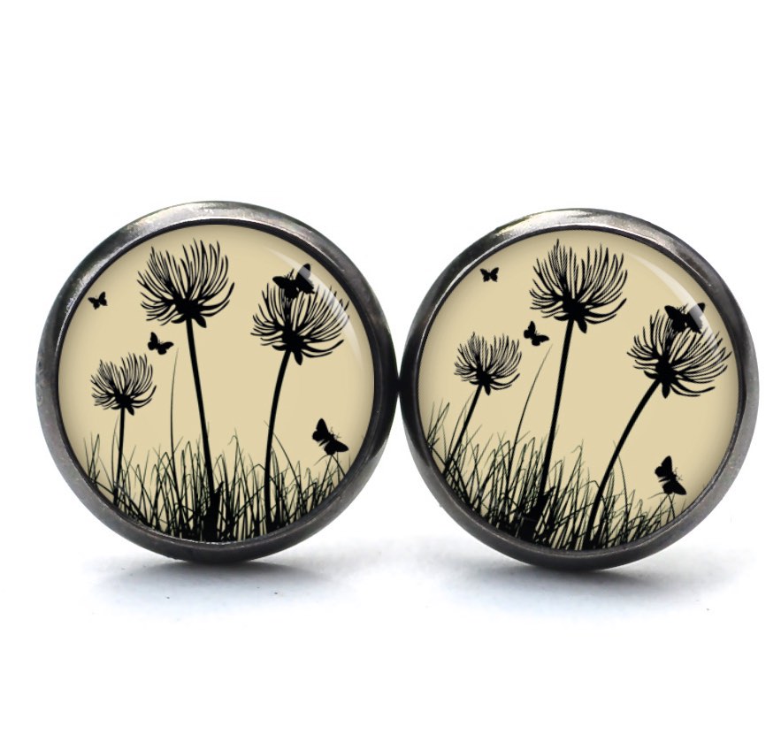 Ohrstecker, Ohrhänger, Clipse & Druckknopf – Motiv Pusteblume beige – Schmuck aus Edelstahl Ohrstecker, Ohrhänger, Clipse & Druckknopf – Motiv Pusteblume beige – Schmuck aus Edelstahl