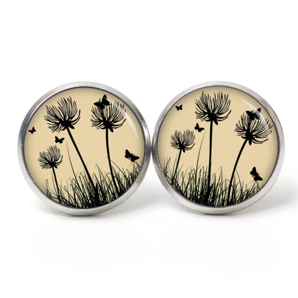 Ohrstecker, Ohrhänger, Clipse & Druckknopf – Motiv Pusteblume beige – Schmuck aus Edelstahl Ohrstecker, Ohrhänger, Clipse & Druckknopf – Motiv Pusteblume beige – Schmuck aus Edelstahl